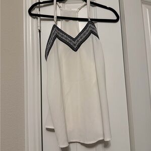 Women's White Halter Top with Black Trim